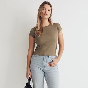 NWT MADEWELL Brightside Tee Olive Green Camo Size XS